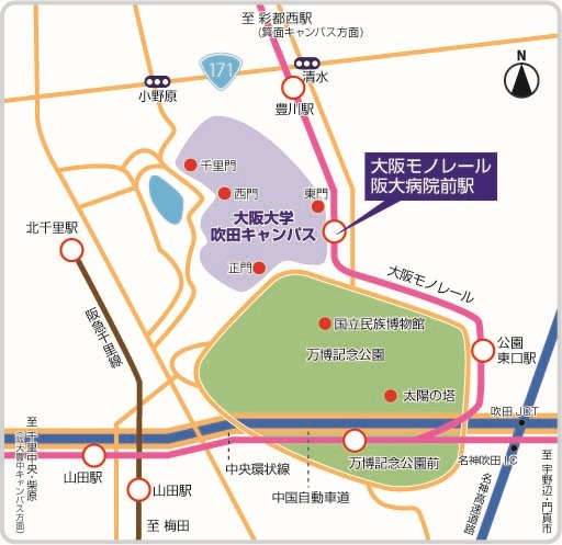 大阪大学吹田キャンパスの周辺図